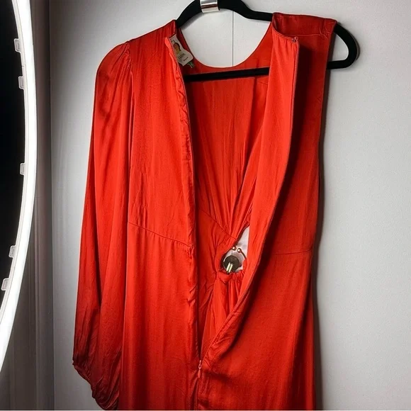 FARM Rio Red One-Shoulder Maxi Cutout Dress Long Sleeve - Small - Picture 11 of 16